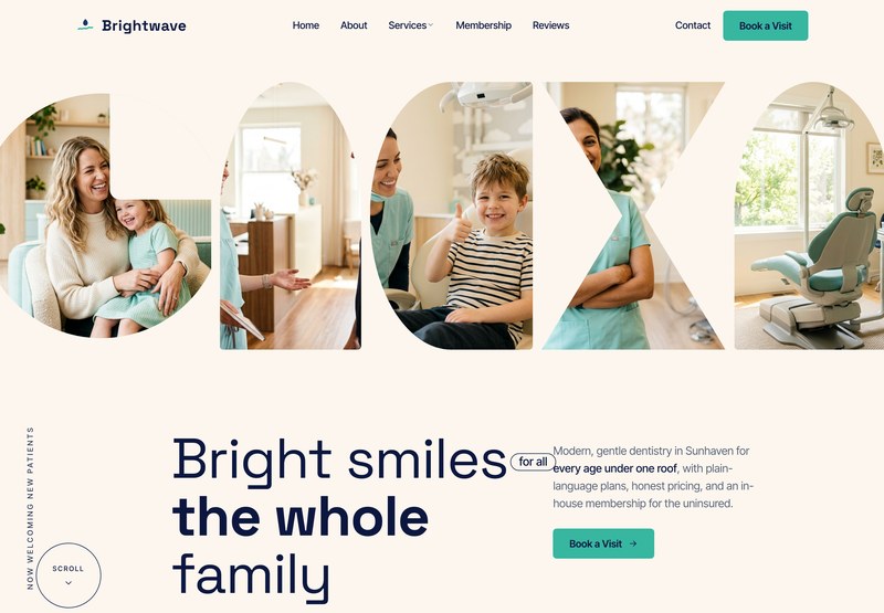 A dental website from the Ziwi design library