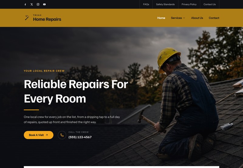 A trades website from the Ziwi design library